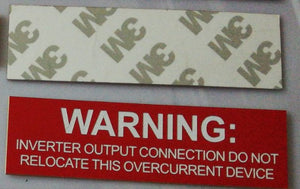 Inverter Output Warning Label